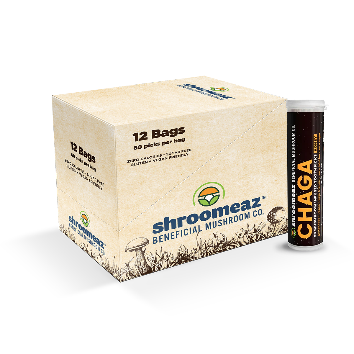 Shroomeaz Toothpicks 60ct Case (12 Bags)