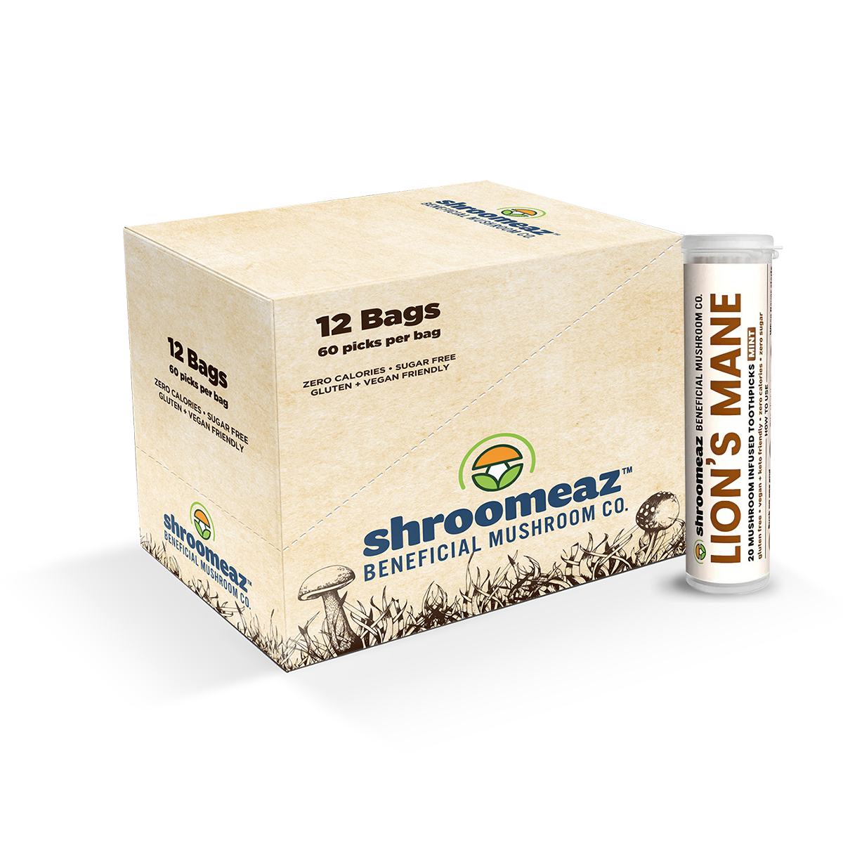 Shroomeaz Toothpicks 60ct Case (12 Bags)
