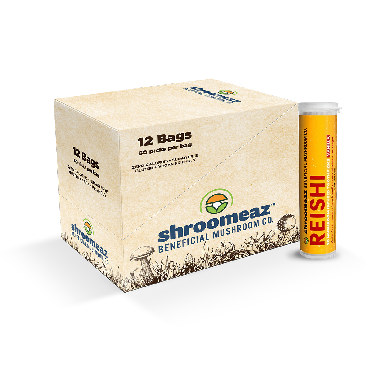 Shroomeaz Toothpicks 60ct Case (12 Bags)