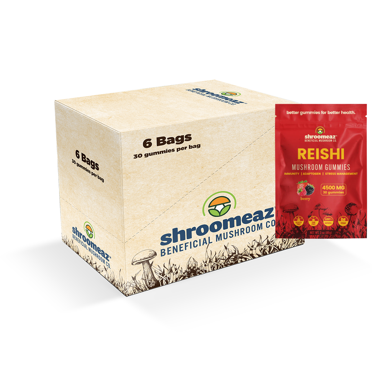 Shroomeaz Gummies Case (2 Boxes of 6 Bags: 12 Bags)